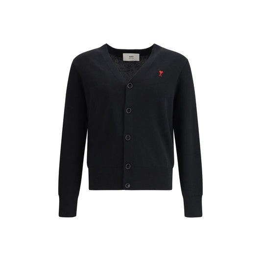 Cardigan by Ami Paris for men in wool black & jacquard features a nuanced silhouette with a refined and nuanced detailing for a sophisticated look.