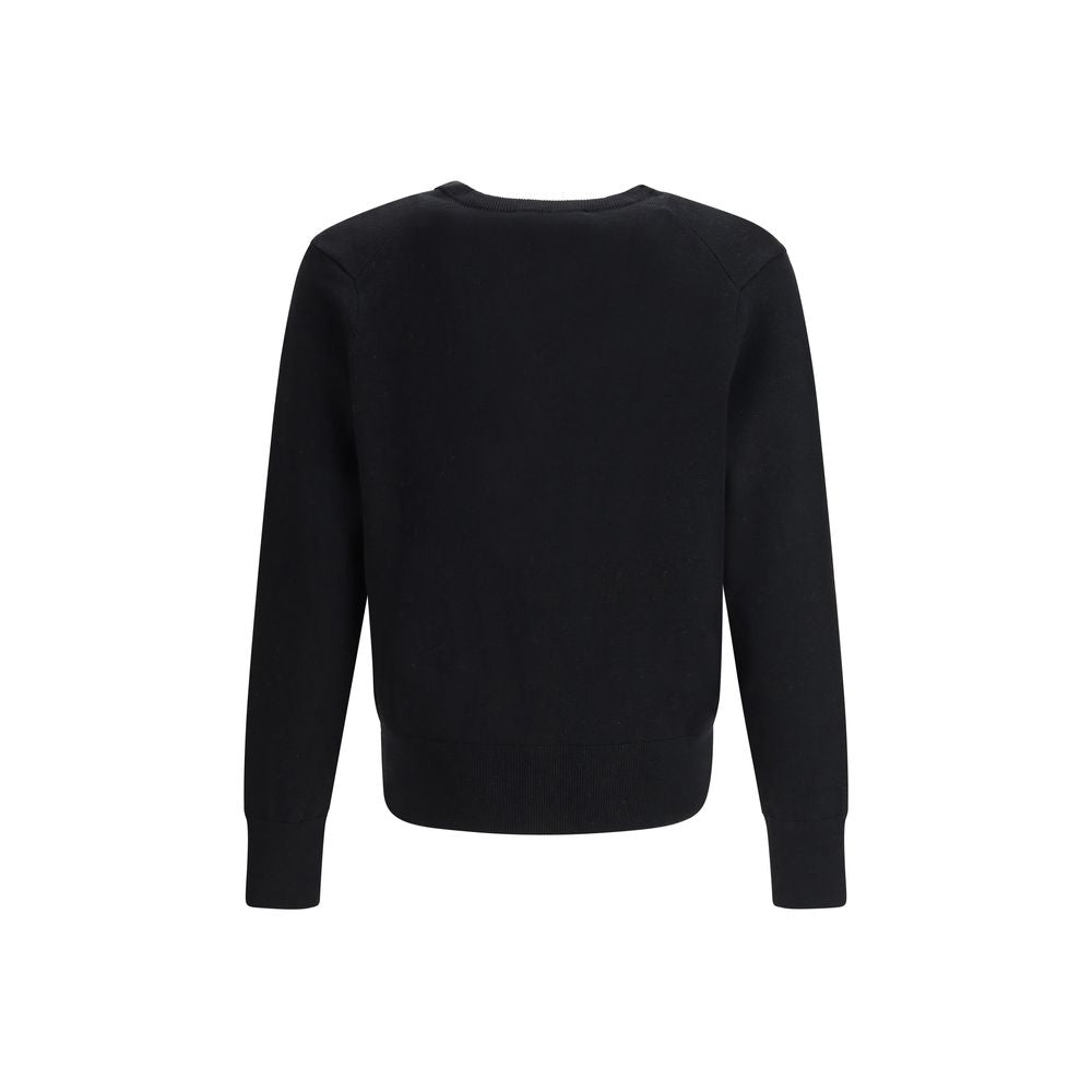 Cardigan by Ami Paris for men in wool black & jacquard features a dramatic silhouette, showcasing a sophisticated and dramatic detail for a timeless, premium look.