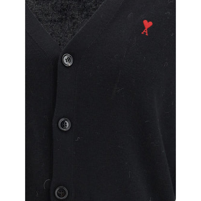 Cardigan by Ami Paris for men in wool black & jacquard features an impeccable silhouette, showcasing a sophisticated and detail for a truly impeccable finish.