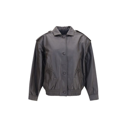 Bomber Jacket by Blazé Milano for women in nappa lambskin leather & viscose black & signature features an on trend silhouette, showcasing refined pockets and a sophisticated for a truly on trend finish.