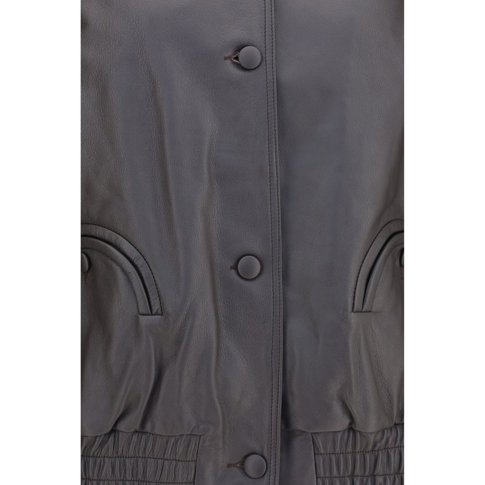 Bomber Jacket by Blazé Milano for women in nappa lambskin leather & viscose black & signature showcases a bohemian silhouette, artfully detailed with a bohemian and signature pockets for a truly bohemian finish.