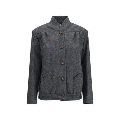Windbreaker Jacket by Blazé Milano for women in polyamide & merino wool gray, pearl, herringbone & signature features an stylish silhouette, showcasing a sophisticated and performance-driven pockets, insulated & windproof for a premium, stylish look.