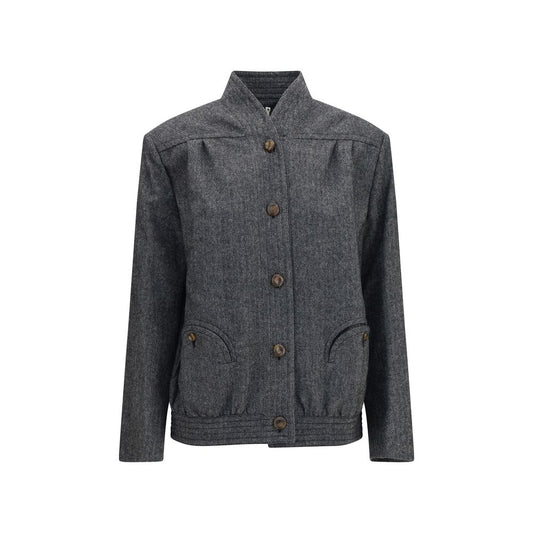 Windbreaker Jacket by Blazé Milano for women in polyamide & merino wool gray, pearl, herringbone & signature features an stylish silhouette, showcasing a sophisticated and performance-driven pockets, insulated & windproof for a premium, stylish look.