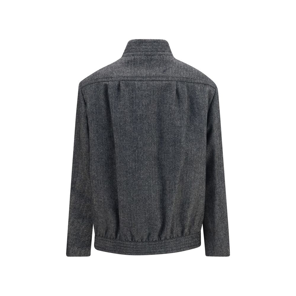 Windbreaker Jacket by Blazé Milano for women in polyamide & merino wool gray, pearl, herringbone & signature features an enduring silhouette, showcasing technical pockets, insulated & windproof and a sophisticated for a truly enduring aesthetic.