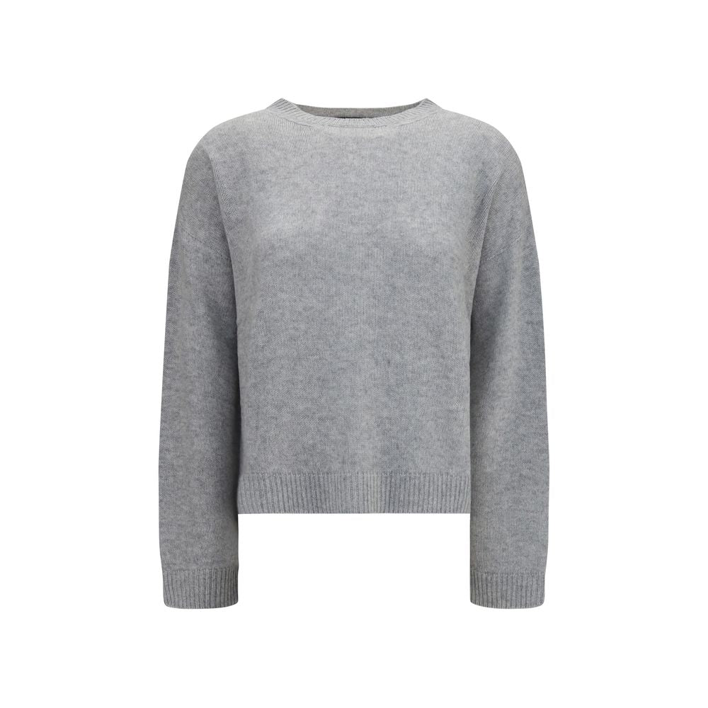 Sweatshirt by Fabiana Filippi for women in cashmere & capra leather gray & signature presents a smart casual silhouette, featuring a smart casual crew neckline and long-sleeve for a sophisticated look.