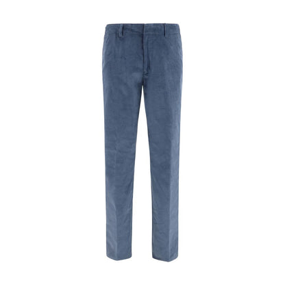 Casual Pants by Etro for men in stretch cotton corduroy blue, signature & monogram presents a refined pantology silhouette, artfully defined by a refined pantology regular-fit, long, and a sophisticated .