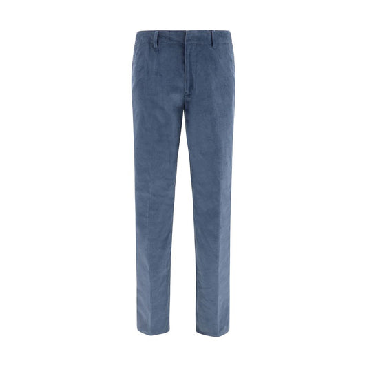 Casual Pants by Etro for men in stretch cotton corduroy blue, signature & monogram presents a refined pantology silhouette, artfully defined by a refined pantology regular-fit, long, and a sophisticated .