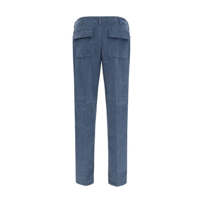Casual Pants by Etro for men in stretch cotton corduroy blue, signature & monogram features an sophisticated and regular-fit with a precise long, creating a sophisticated and sophisticated silhouette.