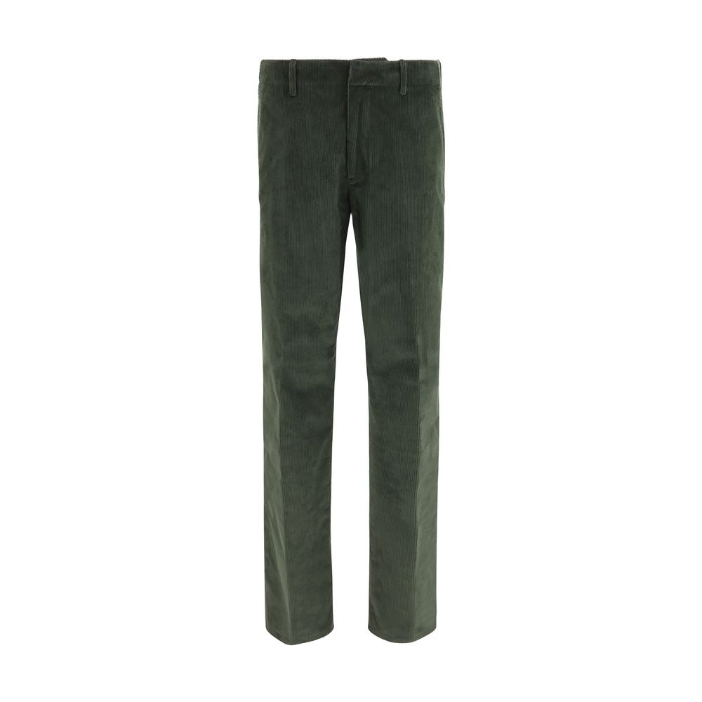 Casual Pants by Etro for men in stretch cotton corduroy bicolour, signature & monogram presents a tailored silhouette, showcasing a tailored regular-fit and long cut with a refined for a truly tailored aesthetic.