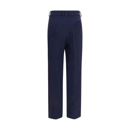 Pants by Blazé Milano for women in wool blue & signature features a stylish silhouette with a stylish straight-leg & regular-fit, long, and high rise.