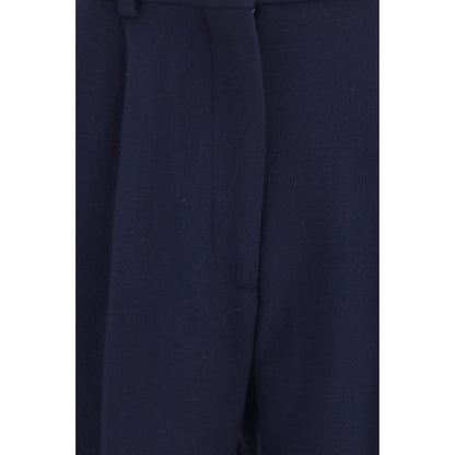 Pants by Blazé Milano for women in wool blue & signature features a enduring silhouette, showcasing a enduring straight-leg & regular-fit and long with a high rise for a premium, tailored aesthetic.