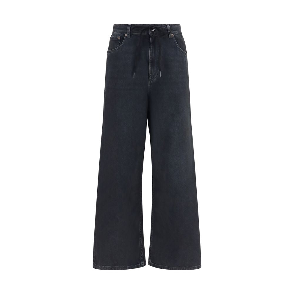 Jeans by MM6 for women in stretch denim cotton black features an refined tailoring silhouette, showcasing a premium straight-leg, relaxed-fit & regular-fit with a low rise and long cut for a refined tailoring look.