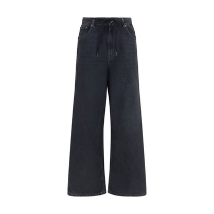 Jeans by MM6 for women in stretch denim cotton black features an refined tailoring silhouette, showcasing a premium straight-leg, relaxed-fit & regular-fit with a low rise and long cut for a refined tailoring look.