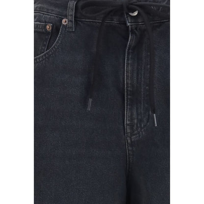 Jeans by MM6 for women in stretch denim cotton black presents a tailored silhouette, showcasing a tailored straight-leg, relaxed-fit & regular-fit and long cut with a refined low rise for a truly tailored aesthetic.