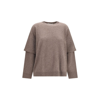 Sweatshirt by Darkpark for women in cashmere wool & capra leather brown presents a smart casual silhouette, featuring a smart casual round neckline and for a sophisticated look.