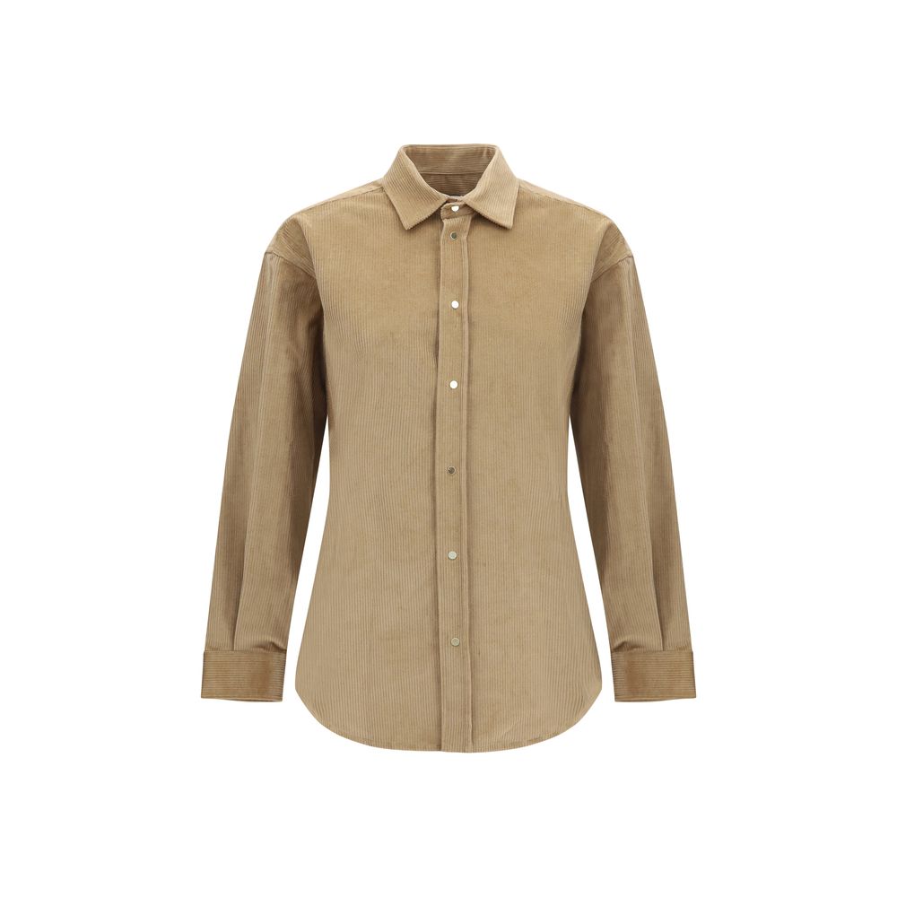 Shirt by Darkpark for women in cotton denim corduroy beige showcases a sublime silhouette, artfully detailed with a sublime and long-sleeve for a sophisticated, sublime finish.