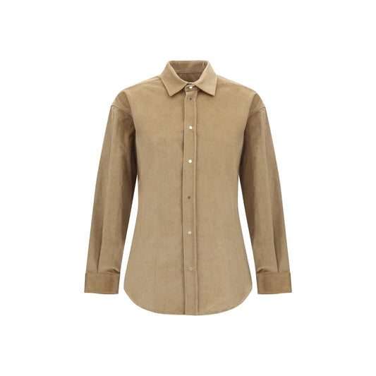 Shirt by Darkpark for women in cotton denim corduroy beige showcases a sublime silhouette, artfully detailed with a sublime and long-sleeve for a sophisticated, sublime finish.