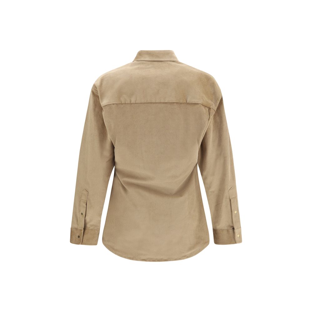 Shirt by Darkpark for women in cotton denim corduroy beige features an architectural silhouette with a refined and elegant for a architectural look.