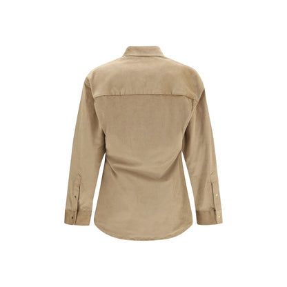 Shirt by Darkpark for women in cotton denim corduroy beige features an architectural silhouette with a refined and elegant for a architectural look.