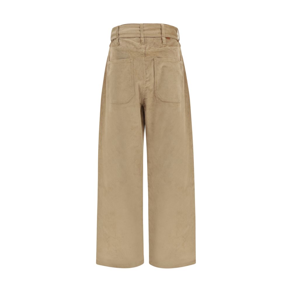 Casual Pants by Darkpark for women in velvet cotton corduroy beige & brown presents a tailored silhouette, showcasing a tailored straight-leg & regular-fit and long cut with a refined high rise for a truly tailored aesthetic.