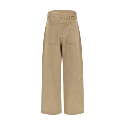 Casual Pants by Darkpark for women in velvet cotton corduroy beige & brown presents a tailored silhouette, showcasing a tailored straight-leg & regular-fit and long cut with a refined high rise for a truly tailored aesthetic.
