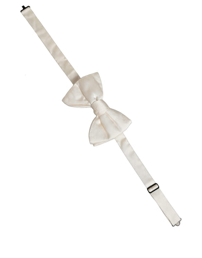 Dolce & Gabbana Men White 100% Silk Adjustable Neck Papillon Bow Tie