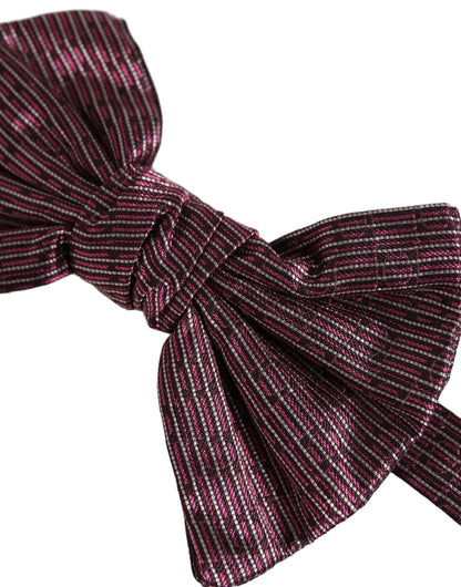 Dolce & Gabbana Men Maroon 100% Silk Adjustable Neck Papillon Bow Tie