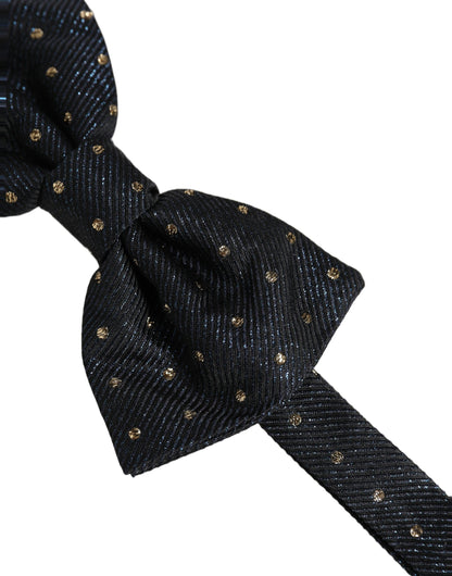 Dolce & Gabbana Men Black Polka Dot Silk Adjustable Neck Papillon Bow Tie