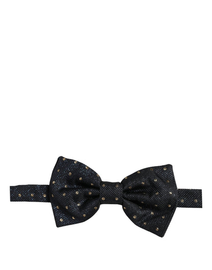 Dolce & Gabbana Men Black Polka Dot Silk Adjustable Neck Papillon Bow Tie