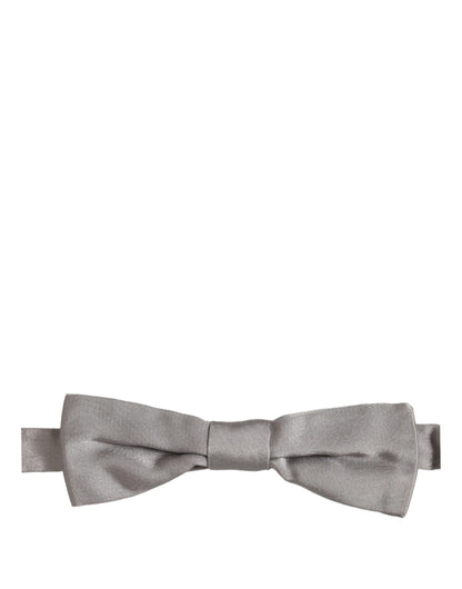 Dolce & Gabbana Men Gray 100% Silk Adjustable Neck Papillon Bow Tie