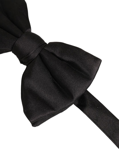 Dolce & Gabbana Men Black 100% Silk Adjustable Neck Papillon Bow Tie