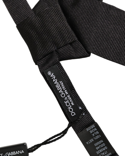 Dolce & Gabbana Men Black 100% SIlk Adjustable Neck Papillon Bow Tie