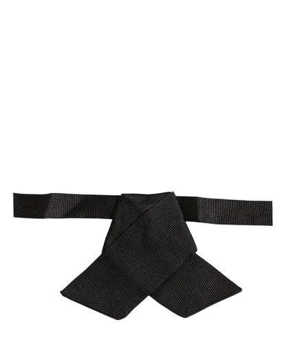 Dolce & Gabbana Men Black 100% SIlk Adjustable Neck Papillon Bow Tie