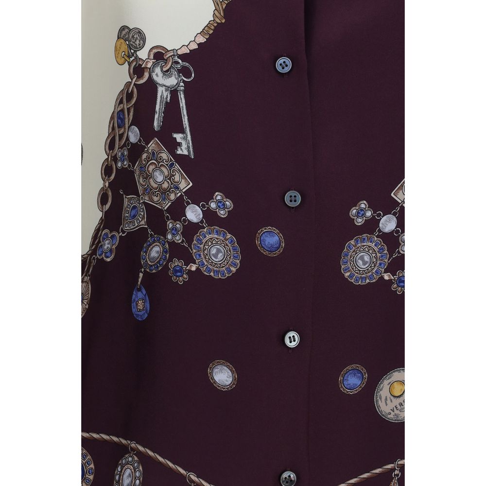 Shirt by Versace for women in silk multicolor, pearl & patterned showcases a sublime silhouette, artfully detailed with a sublime and for a sophisticated, sublime finish.