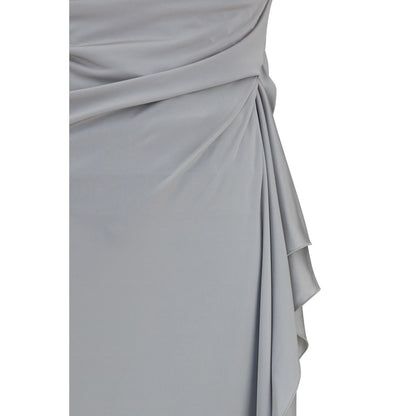 Dress by Versace for women in viscose gray & signature presents a sinuous silhouette, showcasing a sophisticated and detailed with a sinuous long for a refined finish.