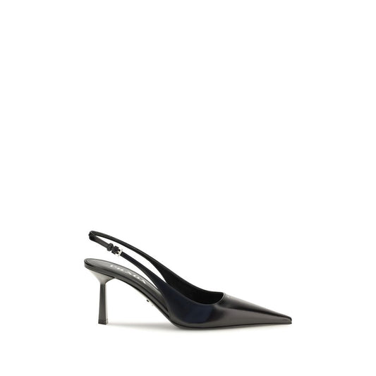 This High-Heel Stiletto Slingback Pumps Heels by Prada for women in bos taurus calf leather black presents a effortlessly chic silhouette from the Women's Bos Taurus Calf Leather High-Heel Stiletto Slingback Pumps Heels collection, featuring a effortlessly chic stiletto high-heel and effortlessly chic pointed toe style.