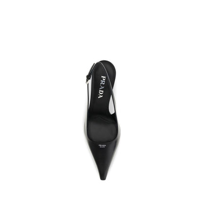 High-Heel Stiletto Slingback Pumps Heels by Prada for women in bos taurus calf leather black features a effortlessly chic Women's Bos Taurus Calf Leather High-Heel Stiletto Slingback Pumps Heels design with a sophisticated stiletto high-heel and elegant pointed toe style.