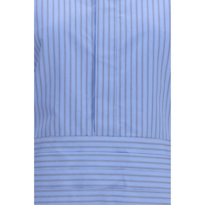 Shirt by Sacai for women in cotton polyester blue, patterned & striped presents a discerning silhouette, showcasing a sophisticated and for a truly discerning finish.