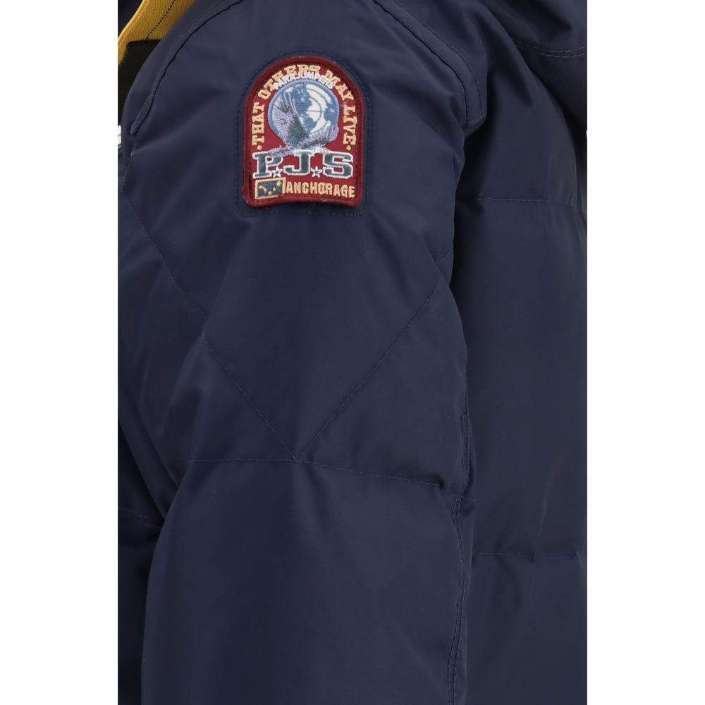 Puffer Jacket by Parajumpers for women in nylon duck & goose down blue & signature showcases a bohemian silhouette, artfully detailed with a bohemian and signature pockets, hooded & insulated for a truly bohemian finish.