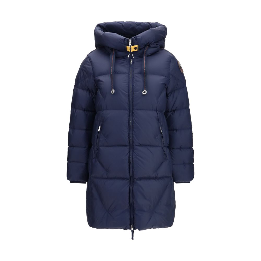 Hooded Puffer Jacket by Parajumpers for women in nylon duck & goose down blue presents a effortlessly chic silhouette, showcasing a sophisticated hooded neckline and premium pockets, hooded & insulated for a truly effortlessly chic finish.