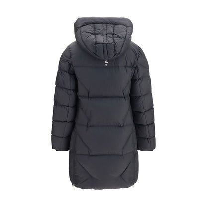 Hooded Puffer Jacket by Parajumpers for women in nylon duck & goose down black features a city-ready silhouette, detailed with pockets, hooded & insulated and a city-ready hooded neckline.