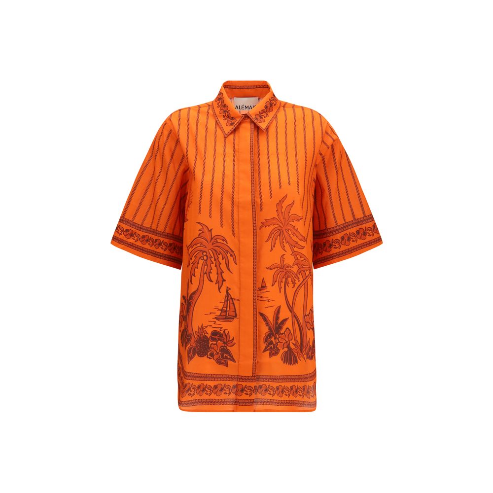 Shirt by Alemais for women in cotton orange, patterned & print features an polished silhouette, showcasing a sophisticated and three-quarter-sleeve detail for a truly polished finish.