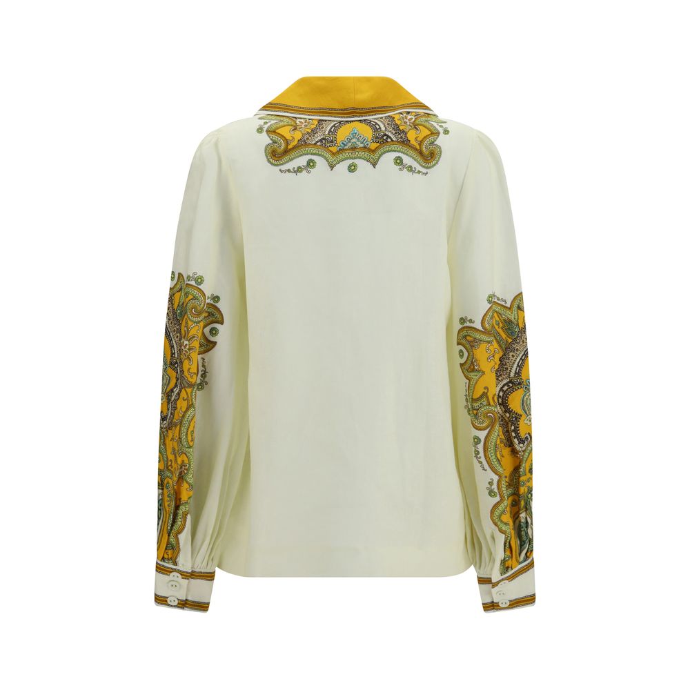 Shirt by Alemais for women in linen beige, patterned & print showcases a sublime silhouette, artfully detailed with a sublime v-neck neckline and for a sophisticated, sublime finish.