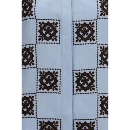 Shirt by Alemais for women in linen blue, patterned, checked & print presents a discerning silhouette, showcasing a sophisticated and for a truly discerning finish.