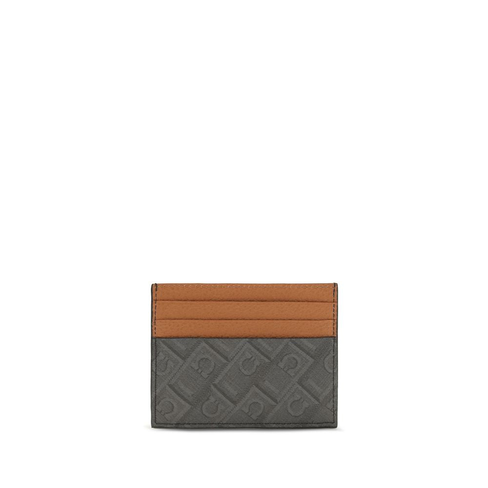 Cardholder Wallet by Ferragamo for men in bio-acetate & bos taurus calfskin leather brown, signature, monogram & print presents a refined silhouette, artfully capturing the essence of the The Monogram Bio-Acetate & Bos Taurus Calfskin Leather Cardholder Wallet design with sophisticated card-organization compact-design for a refined look.