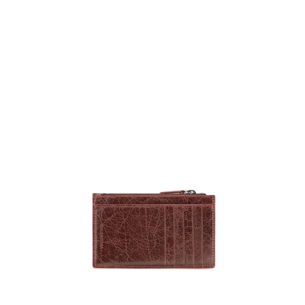 Cardholder Wallet by Balenciaga for women in bos taurus suede calf leather bordeaux presents a streamlined silhouette, showcasing the sophisticated design of the Le City Bos Taurus Suede Calf Leather Cardholder Wallet collection with functional card-organization coin-purse.