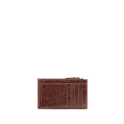Cardholder Wallet by Balenciaga for women in bos taurus suede calf leather bordeaux presents a streamlined silhouette, showcasing the sophisticated design of the Le City Bos Taurus Suede Calf Leather Cardholder Wallet collection with functional card-organization coin-purse.