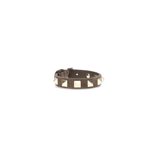 Bracelet by Valentino Garavani for women in bos taurus calf nappa & suede leather brown features a architectural silhouette, elegantly showcasing a architectural that defines the Rockstud Women's Bos Taurus Calf Leather Bracelet aesthetic.