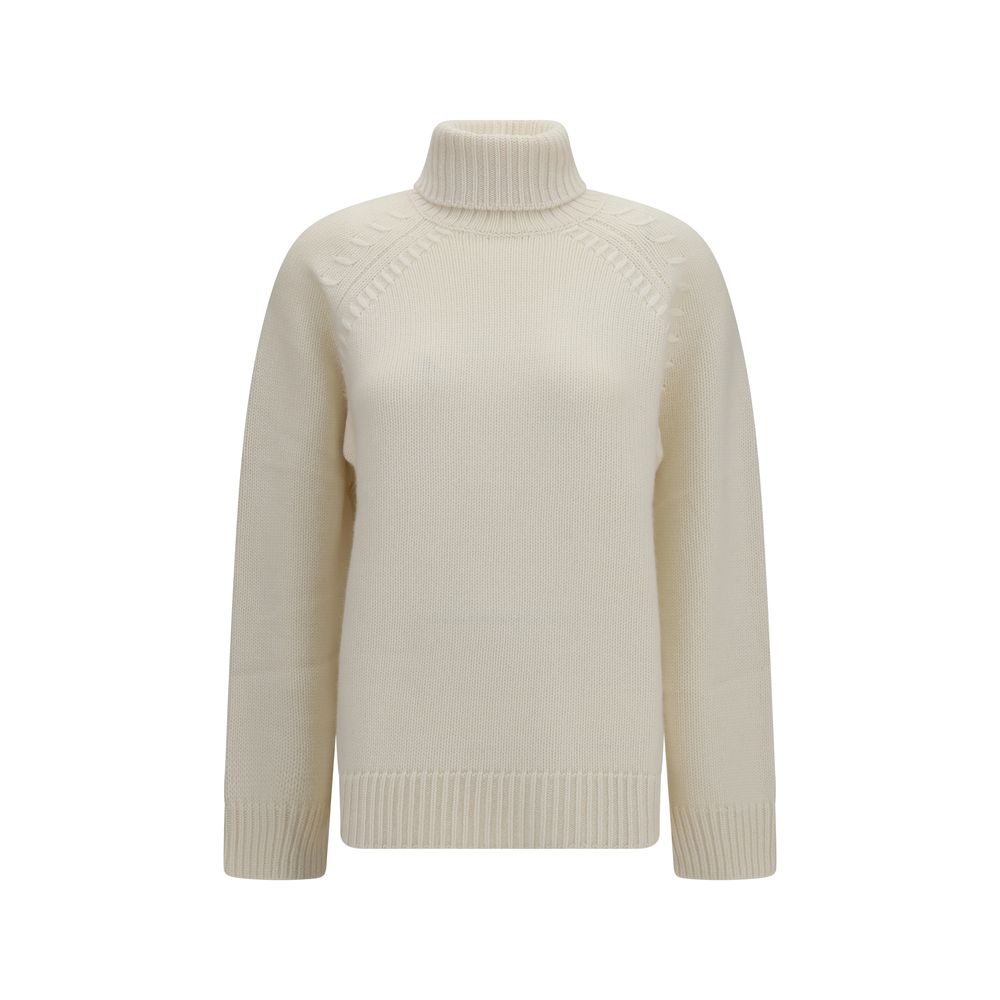 Sweater by P.A.R.O.S.H. for women in cashmere & capra leather beige showcases a discreet silhouette, finished with a discreet turtle high-neck neckline and long-sleeve for a discreet look.