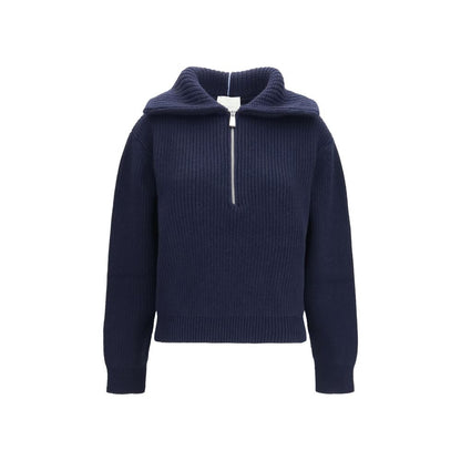 Sweater by Malo for women in cashmere & capra leather blue showcases a discreet silhouette, finished with a discreet high-neck neckline and long-sleeve; three-quarter-sleeve for a discreet look.